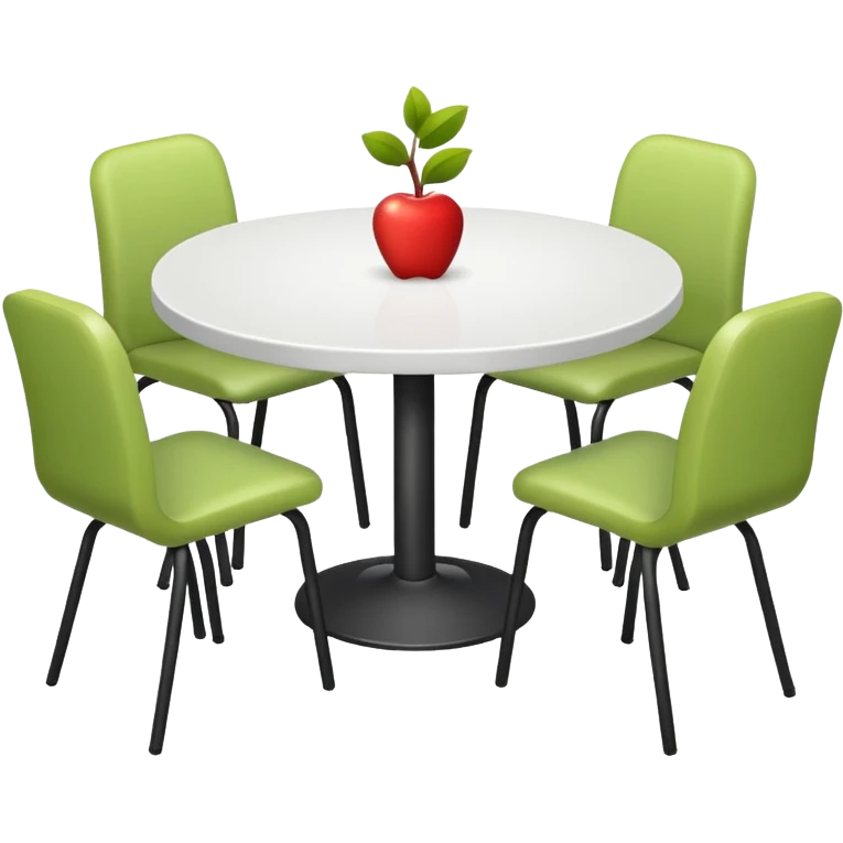 a table with four chairs, minimal look, apple iOS emoji style emoji