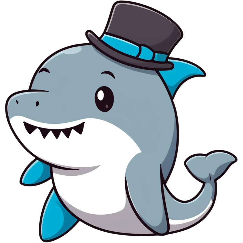 Shark with a top hat emoji