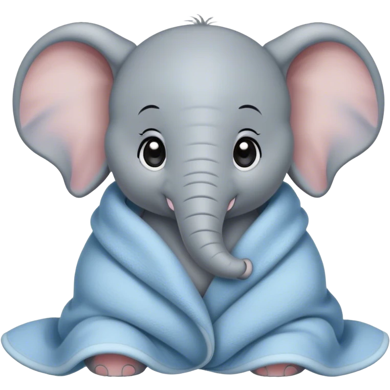 Cute, Disney-style baby elephant cozy in blanket emoji