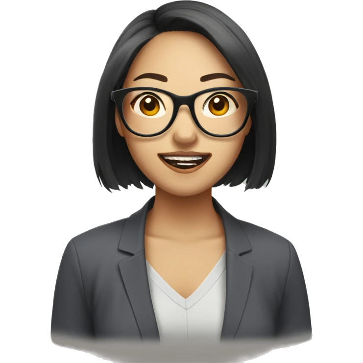 asian woman with glasses blush tongue out emoji
