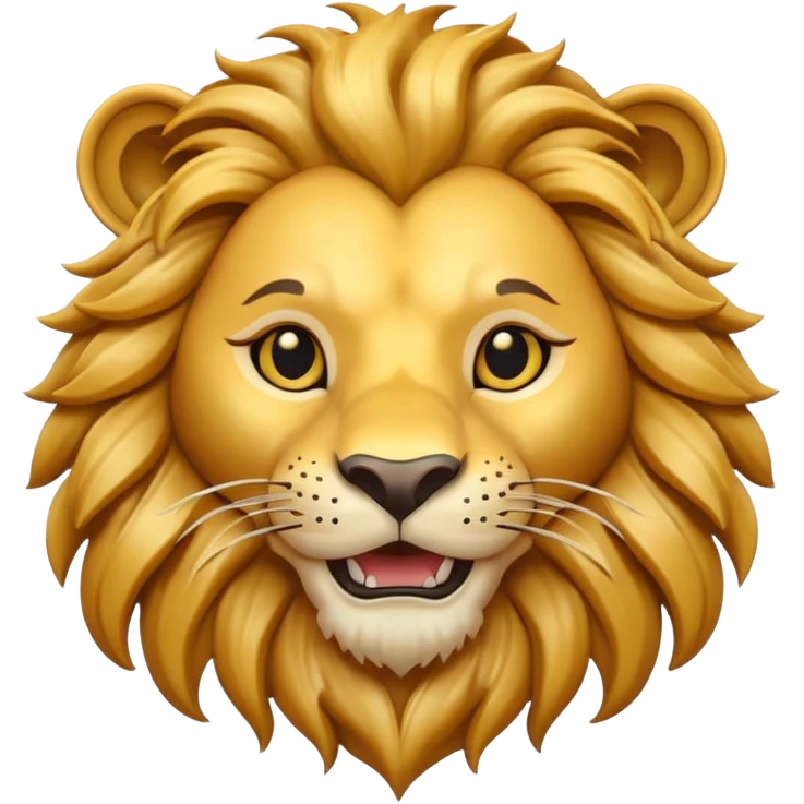 A 3D cartoon lion head tattoo design with flowing mane, bold lines, symbolizing courage and power, Memoji-style. emoji