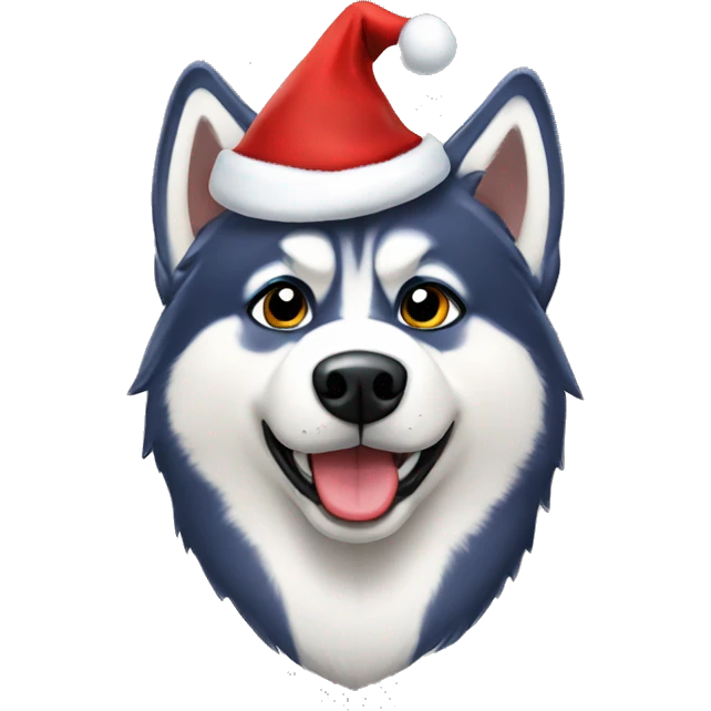 Husky wearing santa claus hat  emoji