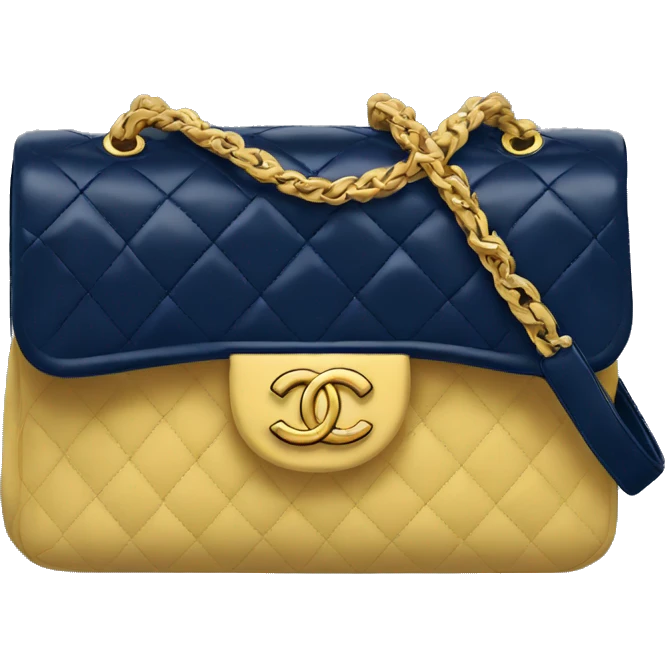navy blue and gold Chanel bag emoji
