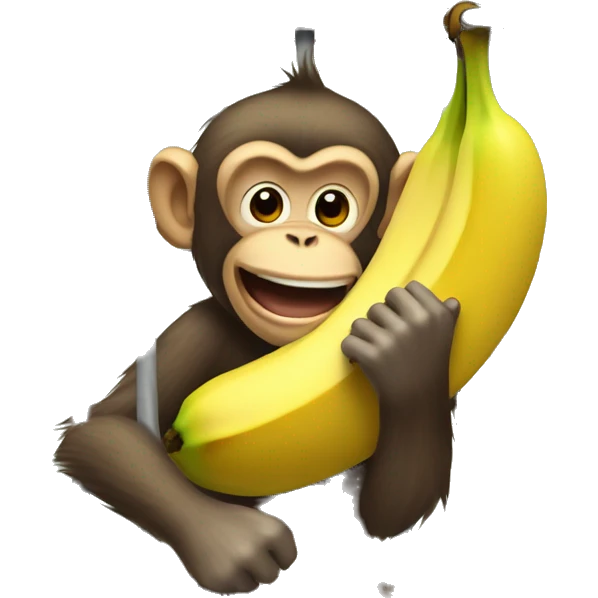 The monkey's outside. Banana inside the cage.  Monkey trying to get the banana out of the cage emoji