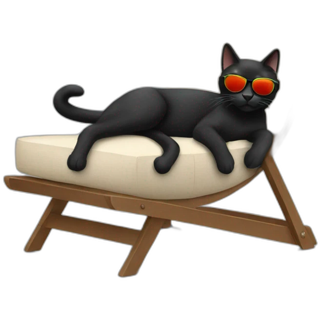 Black cat with sunglasses in lounge chair  emoji