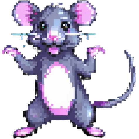 Pixel art rat doing a disco dance move emoji