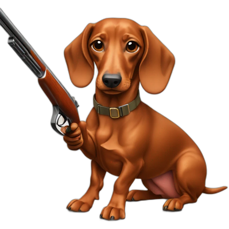 A dachshund shooting Clay pigeons  emoji