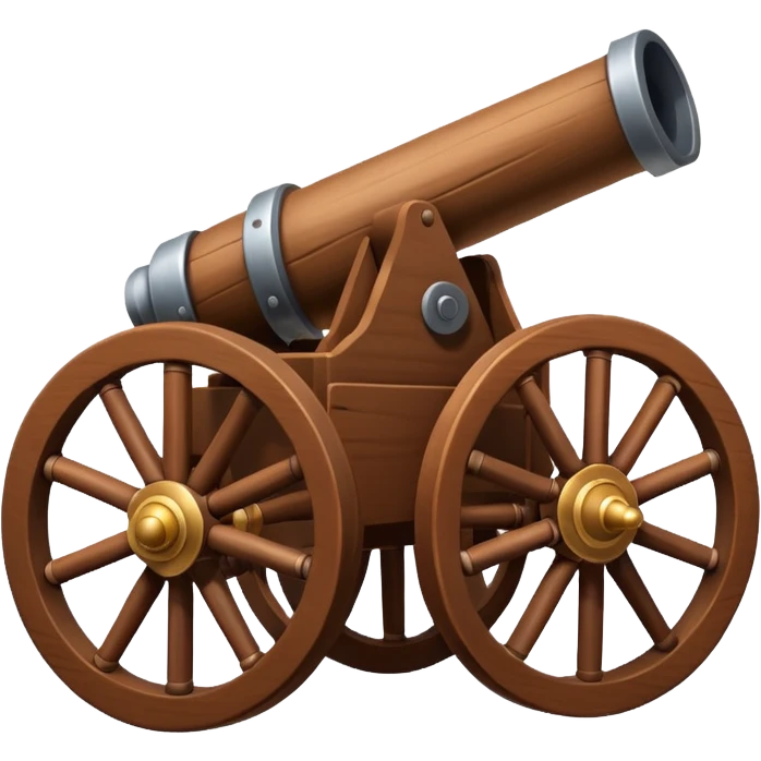 Create an emoji of a war cannon. The cannon should be brown. The cannon must have a single wheel on both sides. emoji