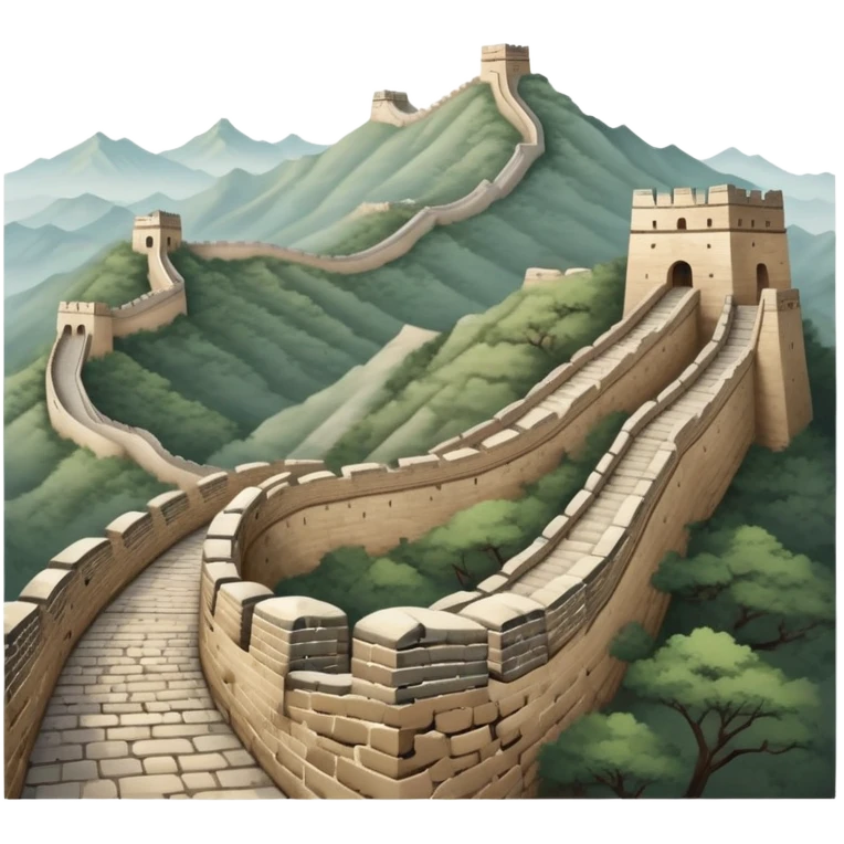 Great Wall of China with subdued earthy tones, not vibrant emoji