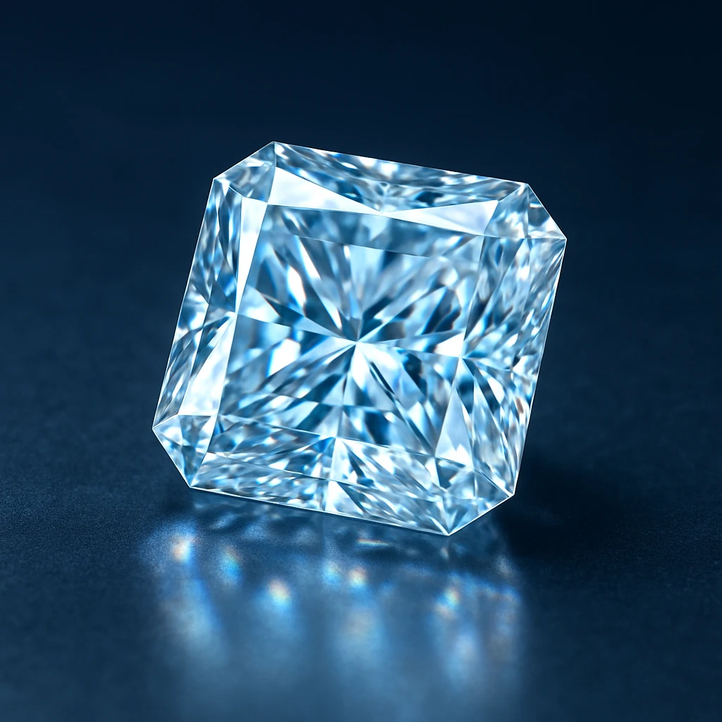 diamond, radiant shine, blue tint, elegant look emoji