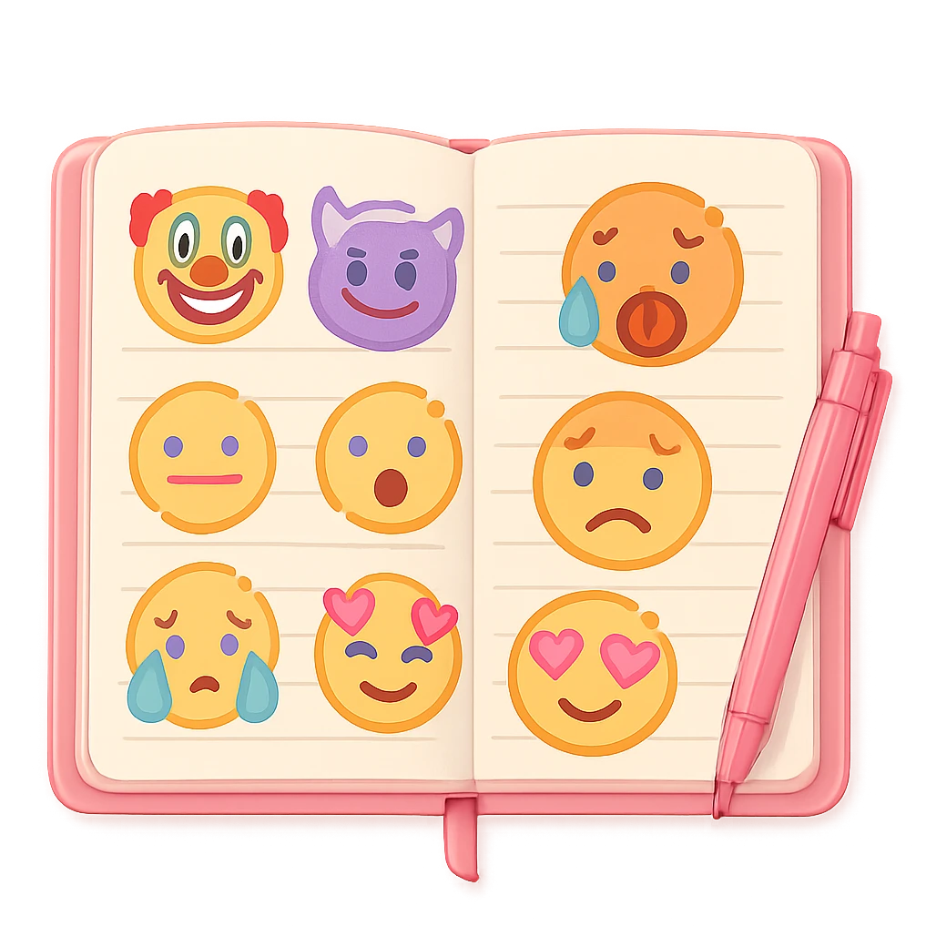Light Pink Planner open notebook with pink pen emoji