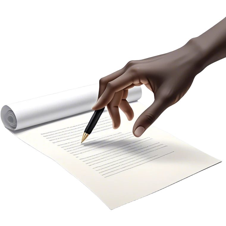 A glowing, slightly transparent hand—representing the future self—emerges from a piece of paper, offering a pen to the present self. The present self’s hand, solid and real, reaches out to take it, symbolizing the moment of choosing action over procrastination, guided by the future self’s wisdom. emoji