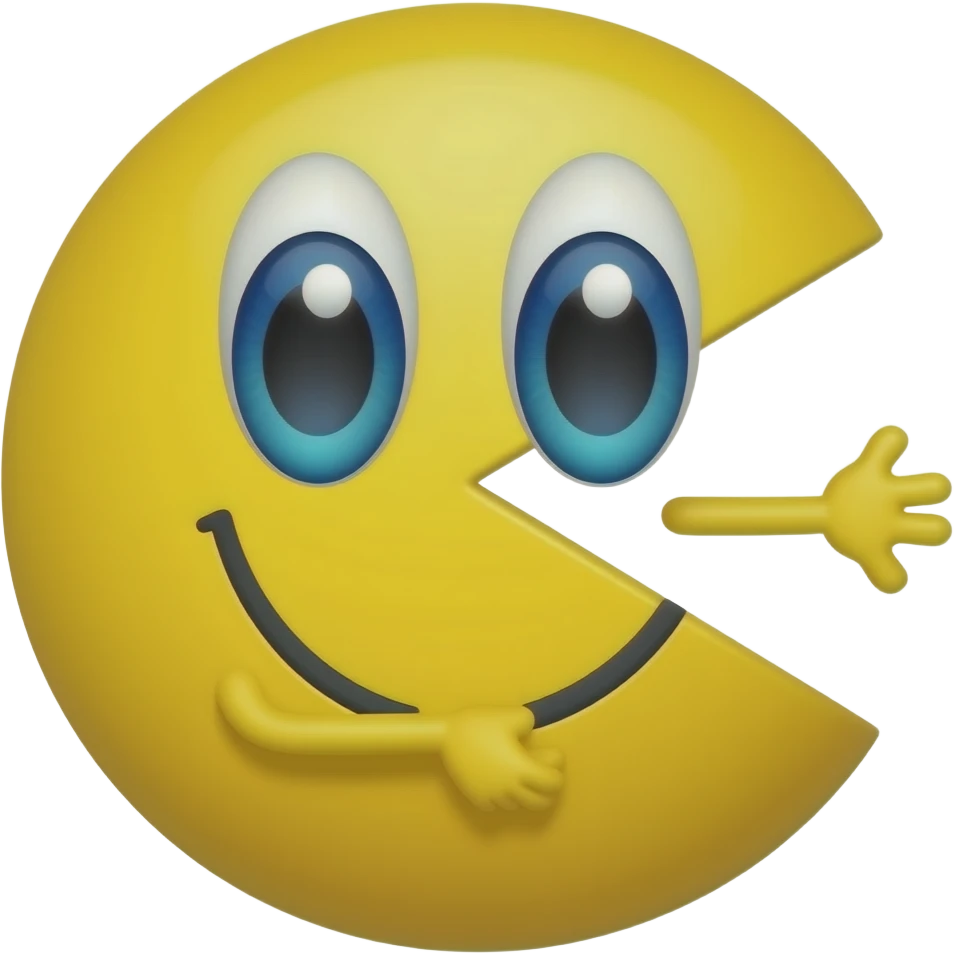 Pacman with eyes and arms emoji