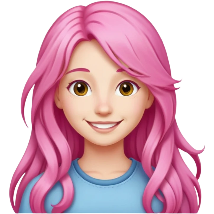 girl with long pink hair, smiling emoji