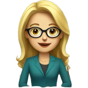 Blonde Teacher with glasses behind desk emoji