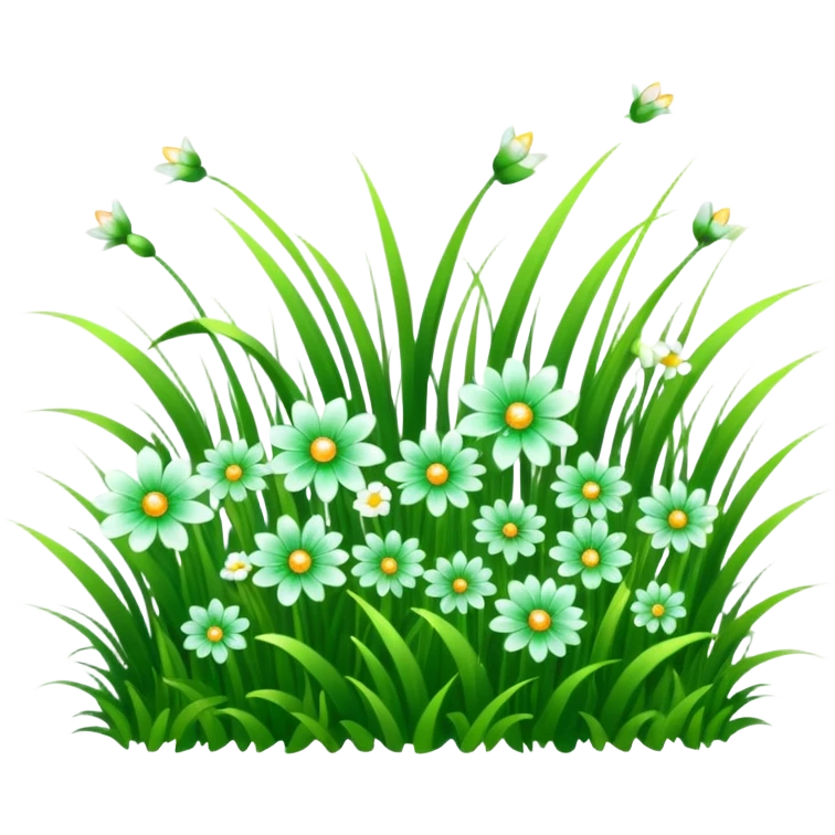grass field with sparkly flowers  emoji