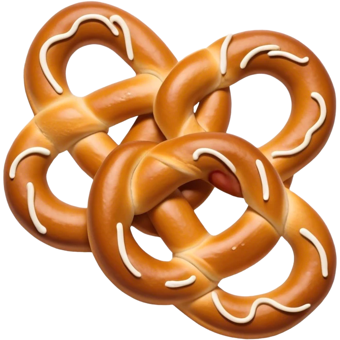 Cinematic Realistic Pretzels Dish Emoji, featuring freshly baked, twisted pretzels with a glossy, salted crust rendered with detailed textures and warm, appetizing lighting. emoji