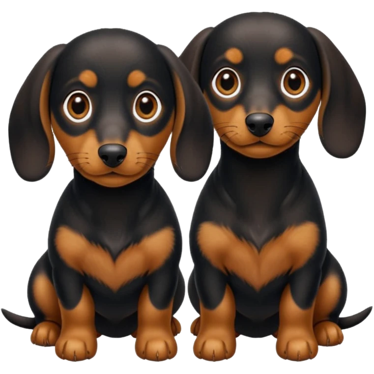 Two twin black and tan dachshund  emoji
