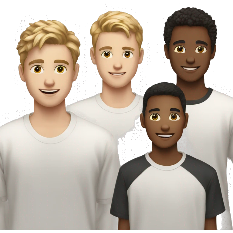 4 white teen men together ethnicity: white emoji