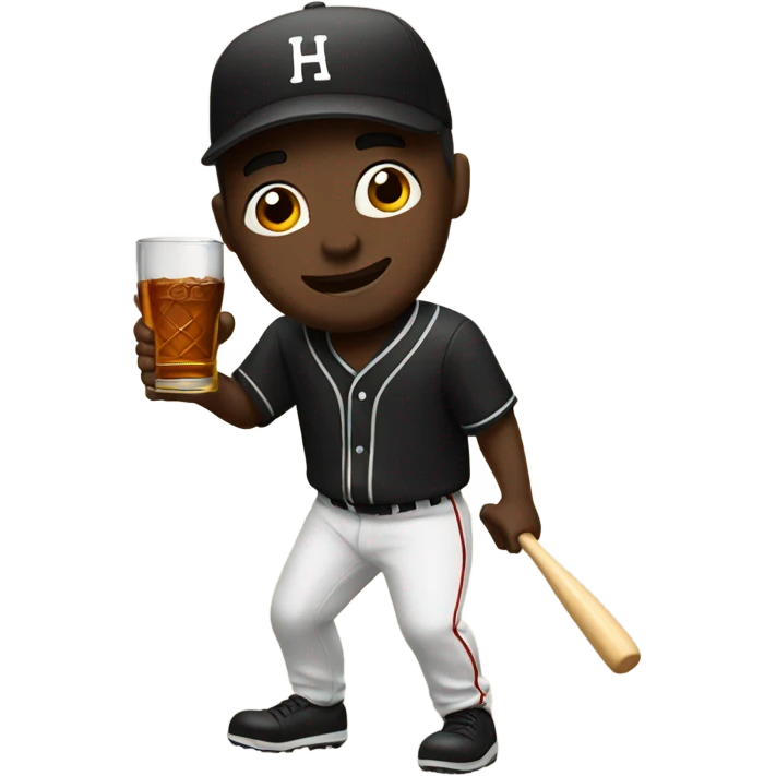 Black man playing baseball and drinking Hennessy emoji