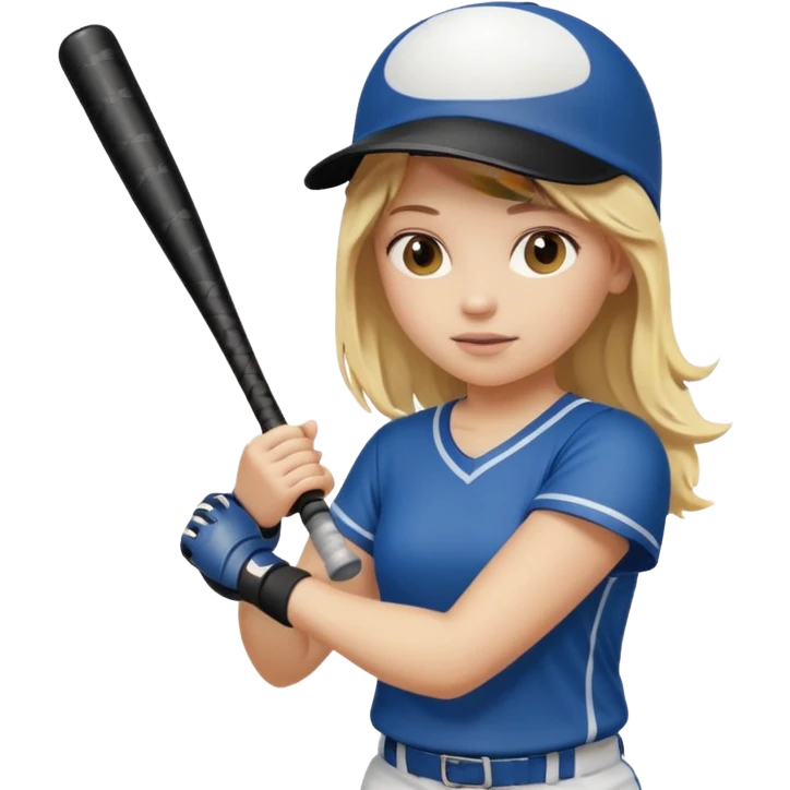 Girl playing soft ball with blonde hair emoji
