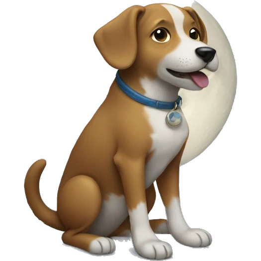 dog holding moon emoji