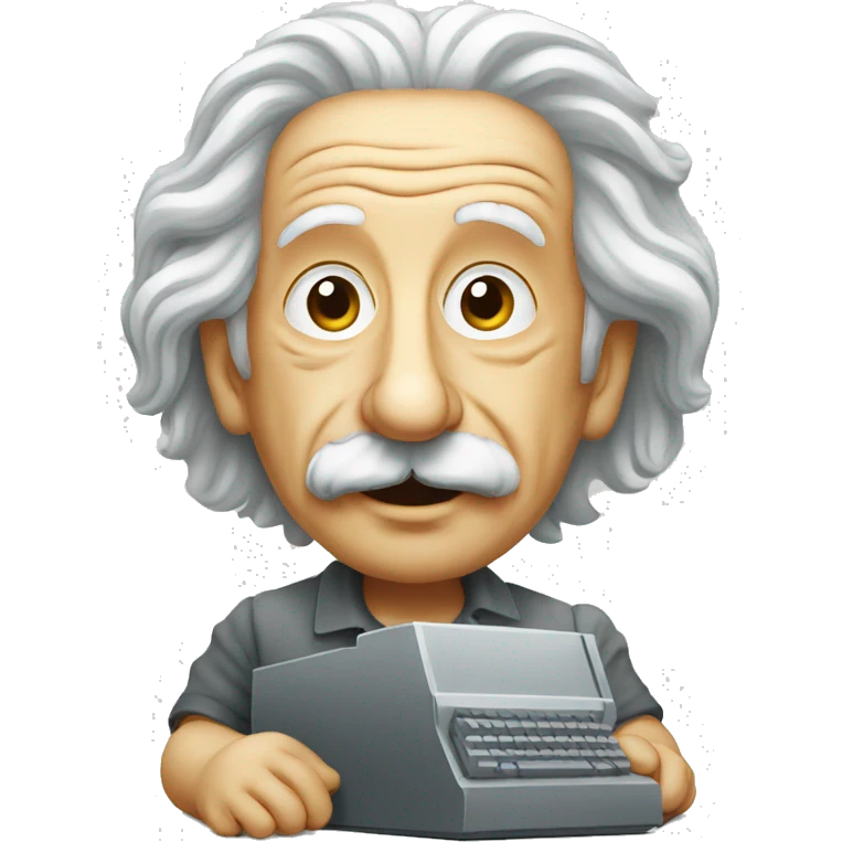 albert einstein with computer emoji