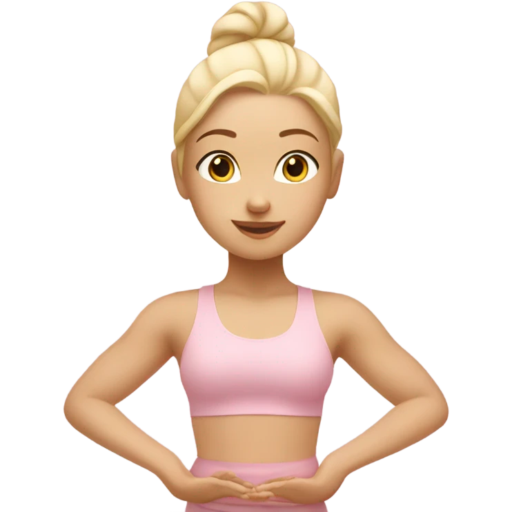 blonde yoga girl light pink clothes n emoji