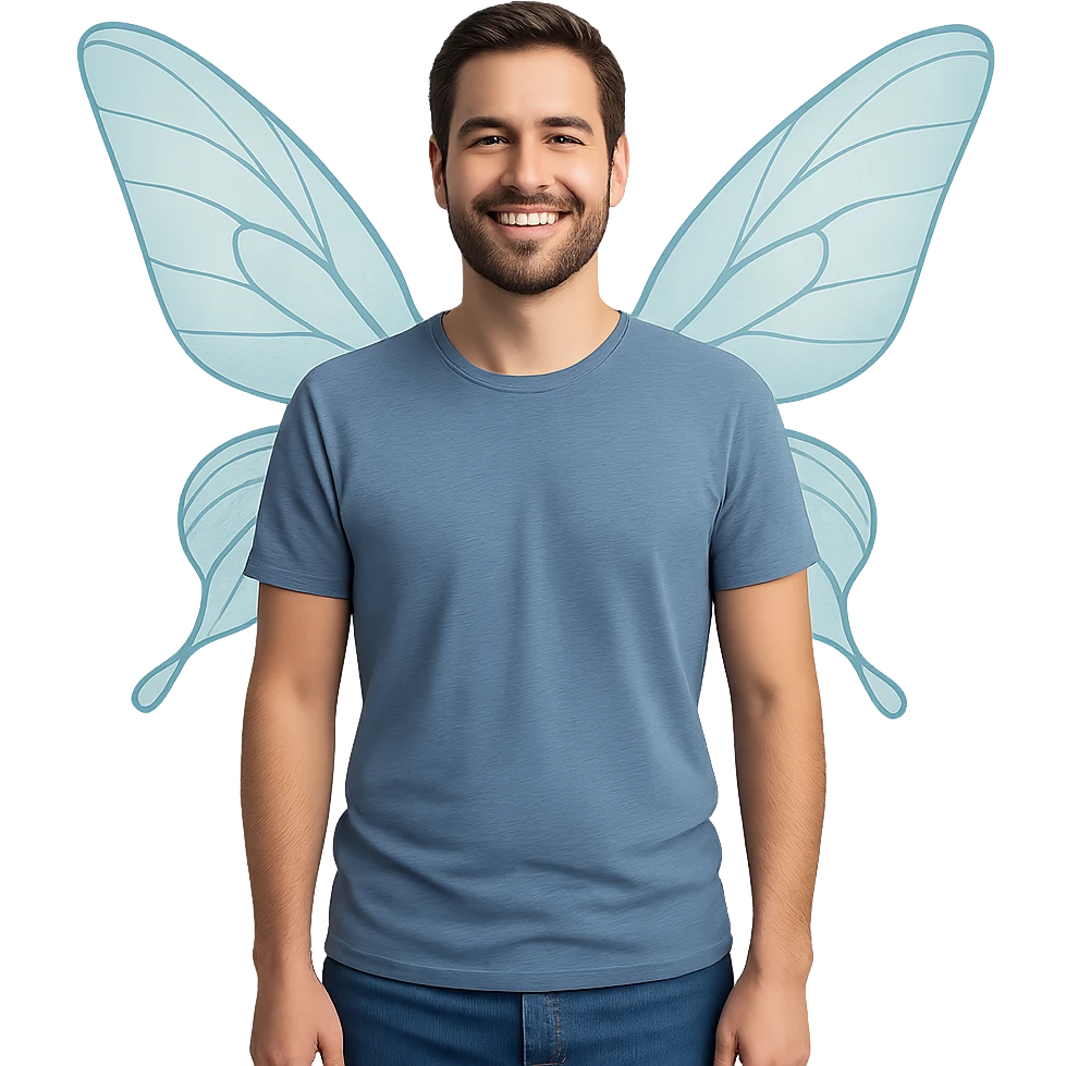 man with fairy wings emoji