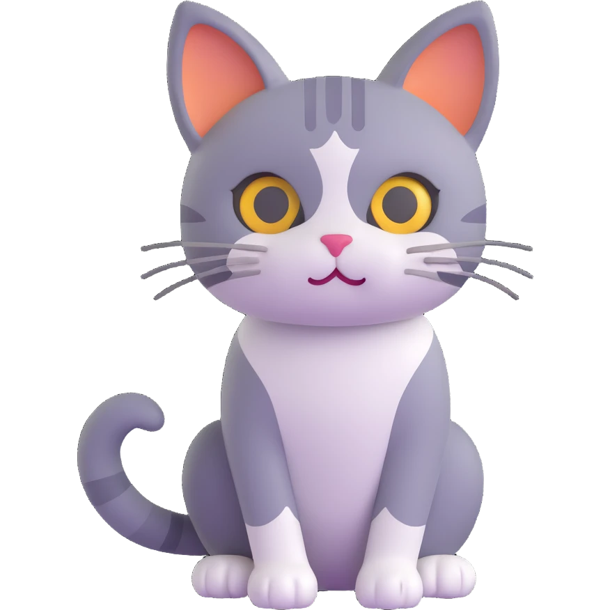cat sitting in grass, 3d emoji style emoji