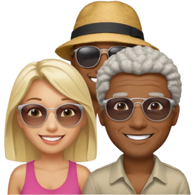 Black man salt n pepper hair with younger blonde  both smiling on beach  make the guys hair shorter n darker emoji