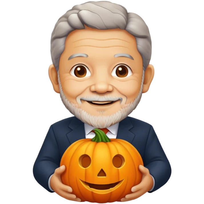 create an emoji of President Lula holding a pumpkin emoji
