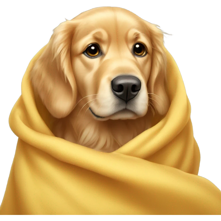 Golden retriever under a blanket emoji