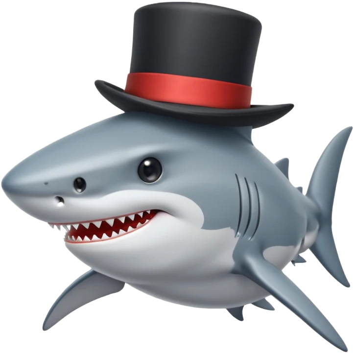 Shark with a top hat emoji