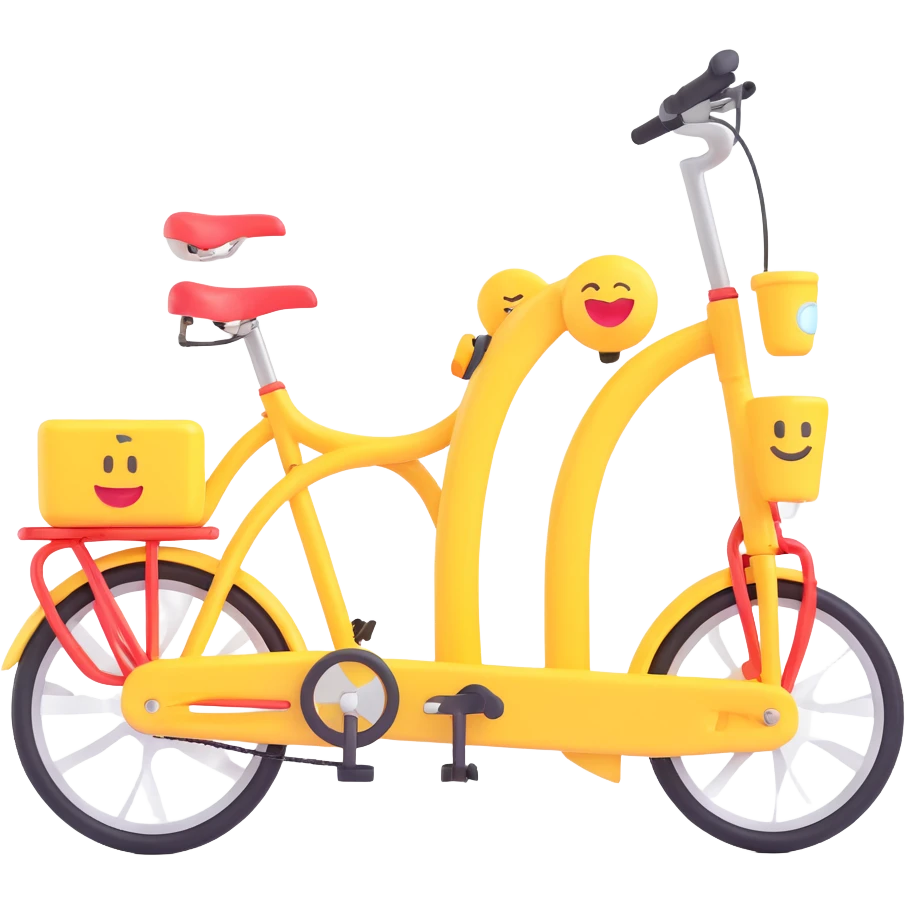 Remove the basket from the tandem citybike, keep 3d emoji style with transparent background. emoji