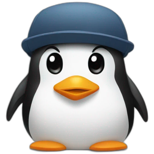 penguin emoji with a flat cap emoji
