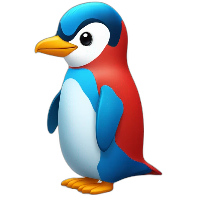 Blue penguin in a red shirt emoji