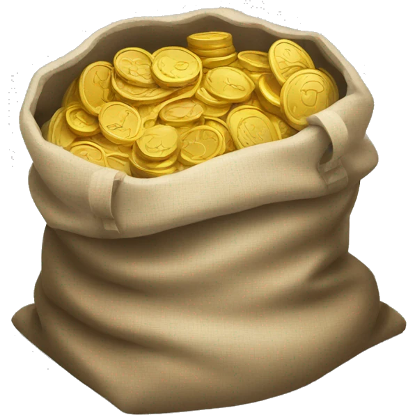 old open bag full of coins emoji