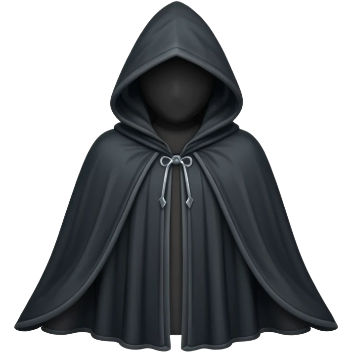 hooded cloak object icon, dark fabric cloak with deep hood, fantasy style, soft folds, 3D cartoon, mobile game icon style, centered, clean background, soft shadow, no text, no watermark
 
 emoji