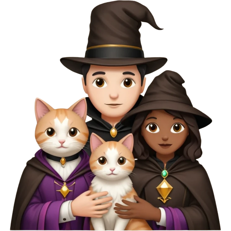magician couple and their pet cat emoji