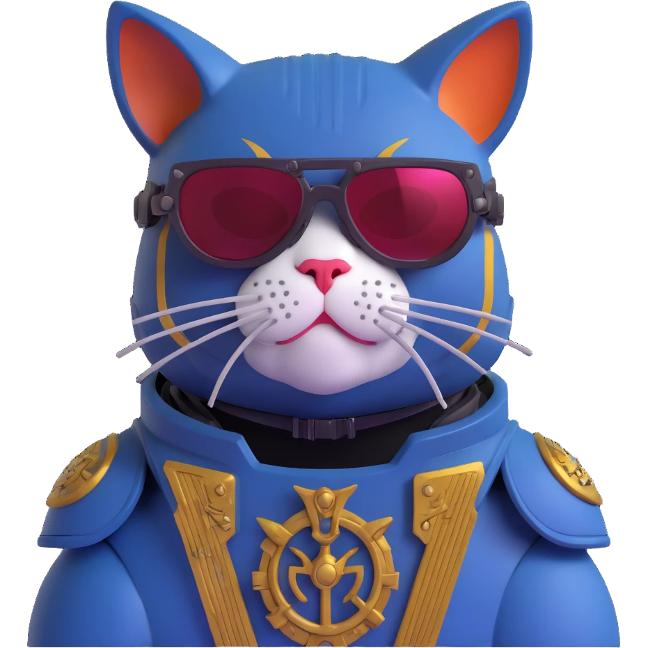 cat with sunglasses, Warhammer 40,000 style power armor emoji