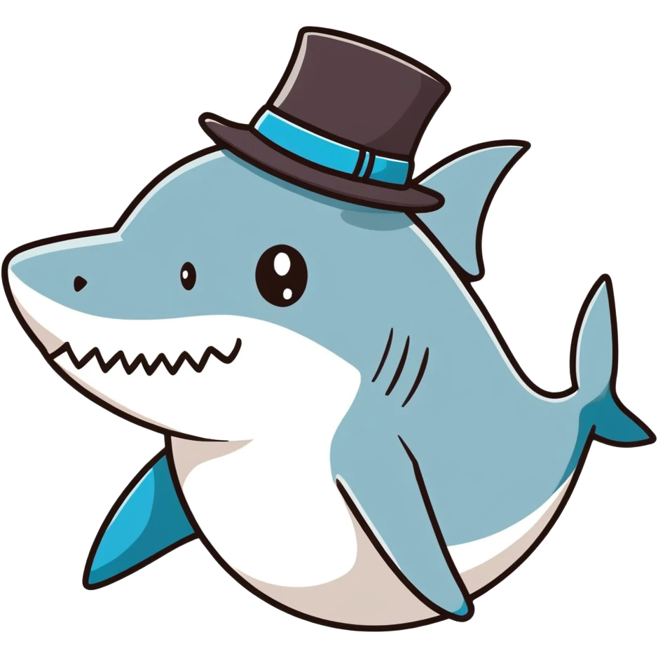 Shark with a top hat emoji
