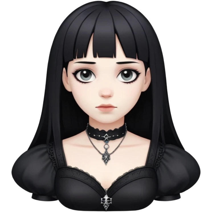 gothic femboy with wide shoulders, small chest, black clothes, pale skin emoji