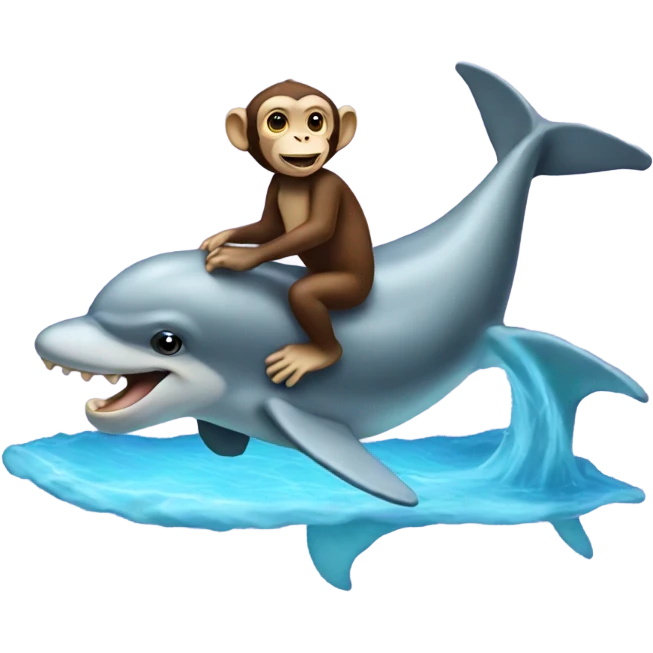 Monkey riding a dolphin emoji