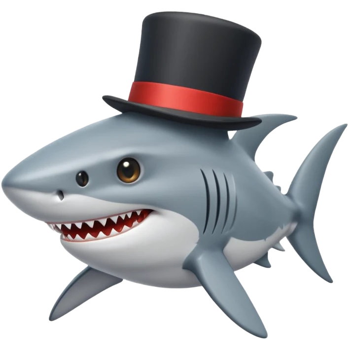 Shark with a top hat emoji