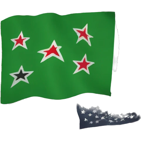 flag white three colors and three start in the middle the top color is green the middle color is white with three red stars in it and the last color is black emoji
