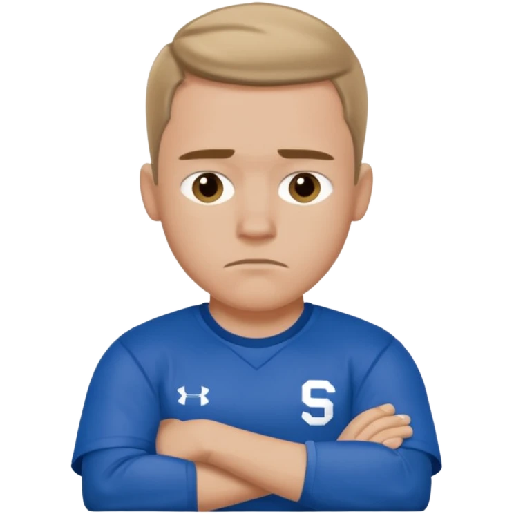 Cole Palmer in blue football t shirt crossed arms cold emoji emoji