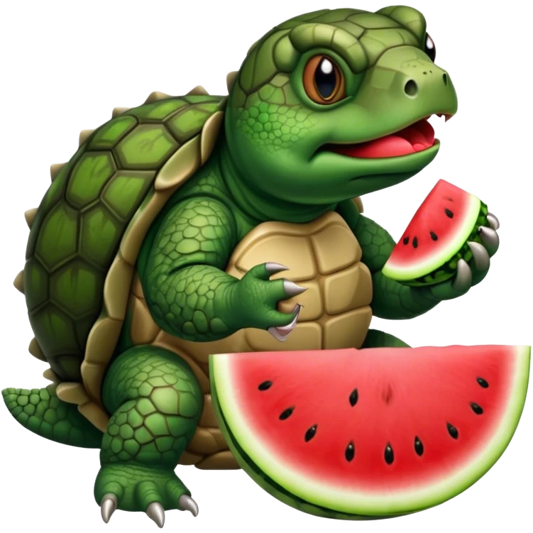Snapping turtle eating watermelon emoji