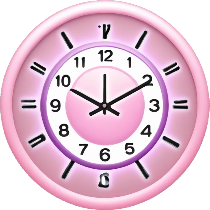 Pastel Pink Clock "A pastel pink clock with glowing hands, shimmering star-shaped numbers, and a magical light halo surrounding its edges." emoji