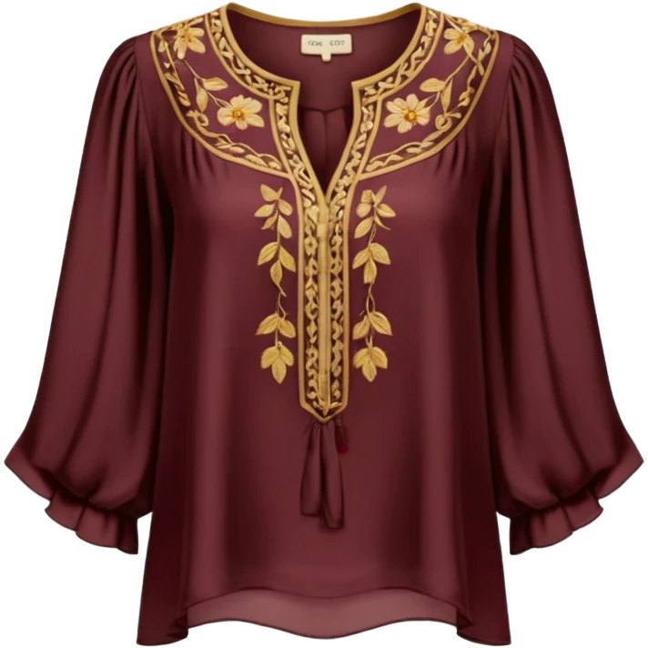 Mocha, gold & dark burgundy womens blouse emoji